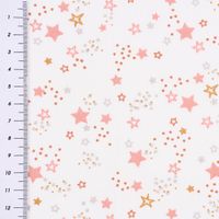 Baumwollstoff Organic Bio LYRA Sterne weiß rosa hellgrau gold 1.5m