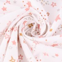 Baumwollstoff Organic Bio LYRA Sterne weiß rosa hellgrau gold 1.5m