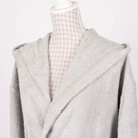 Frottee Bademantel mit Kapuze hellgrau 100% Baumwolle
