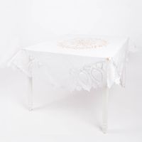 Abwaschbare Tischdecke "Amira" mit Häkelspitze – Rund, Weiß, Ø 152cm Vollbild