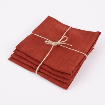 SCHÖNER LEBEN. Stoffservietten 4er Set Bio Ramie Leinenoptik rost 40x40cm