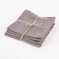 SCHÖNER LEBEN. Stoffservietten 4er Set Bio Ramie Leinenoptik grau 40x40cm
