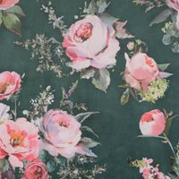 Samtstoff Polsterstoff Dekostoff Rosen grün rosa 1.40m