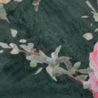 Samtstoff Polsterstoff Dekostoff Rosen grün rosa 1.40m