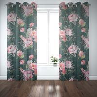 Samtstoff Polsterstoff Dekostoff Rosen grün rosa 1.40m