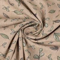 Dekostoff Leinenlook Leaf Soft Watercolor Blätter natur grün 1.40m