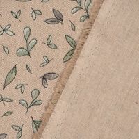 Dekostoff Leinenlook Leaf Soft Watercolor Blätter natur grün 1.40m