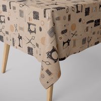 Dekostoff Leinenlook Sewing Atelier Nähzubehör natur schwarz 1.40m