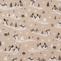 Dekostoff Frozen Polar World Pinguine Eisbären natur grau weiß 1.40m