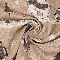 Dekostoff Frozen Polar World Pinguine Eisbären natur grau weiß 1.40m