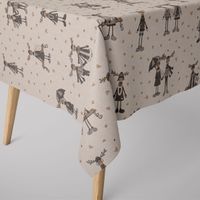 Dekostoff Leinenlook Moose Winter Elche Love natur grau beige 1.40m
