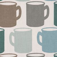 Panama Dekostoff Baumwollstoff Mug of Tea Tassen blau 140cm Breite