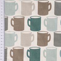 Panama Dekostoff Baumwollstoff Mug of Tea Tassen blau 140cm Breite