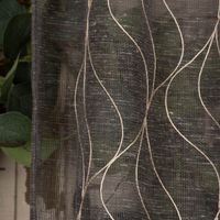 Fertigschal mit Schlaufenband Glanzfaden-Applikation Wellenmuster anthrazit meliert creme 140x245cm
