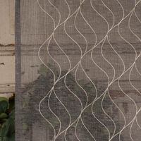 Fertigschal mit Schlaufenband Glanzfaden-Applikation Wellenmuster anthrazit meliert creme 140x245cm
