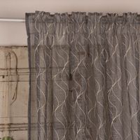 Fertigschal mit Schlaufenband Glanzfaden-Applikation Wellenmuster anthrazit meliert creme 140x245cm