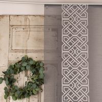 Schiebevorhang Batistoptik bestickt Ornament anthrazit grau weiß 245x60cm
