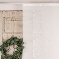 Schiebevorhang Batistoptik bestickt Ornament wollweiß grau weiß 245x60cm