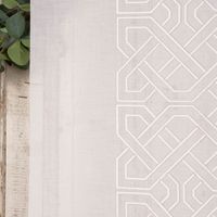 Schiebevorhang Batistoptik bestickt Ornament wollweiß grau weiß 245x60cm