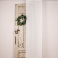 Schiebevorhang Batistoptik bestickt Ornament wollweiß grau weiß 245x60cm