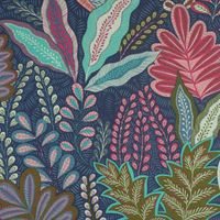 Dekostoff Leinenlook Botanic Arty Blätter blau pink grün 1.40m