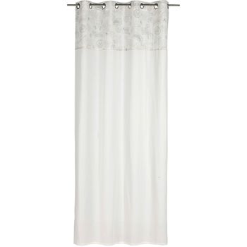 Ösenvorhang mit Ansatz East Coast creme grau beige 140x255cm