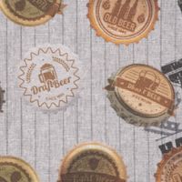 Dekostoff Baumwoll-Mischgewebe Beer Badge Bier Kronkorken grau 1.40m
