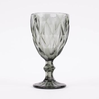 Weinglas Diamantmuster geprägt Glas anthrazit 17x9cm