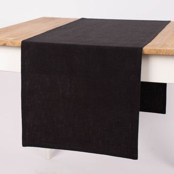 SCHÖNER LEBEN. Tischläufer Bio Ramie Leinenoptik schwarz 40x160cm