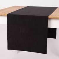 SCHÖNER LEBEN. Tischläufer Bio Ramie Leinenoptik schwarz 40x160cm