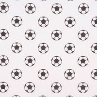 Baumwollstoff Organic Bio Goal Allover Fußbälle weiß schwarz 1.50m