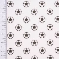 Baumwollstoff Organic Bio Goal Allover Fußbälle weiß schwarz 1.50m