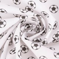 Baumwollstoff Organic Bio Goal Allover Fußbälle weiß schwarz 1.50m