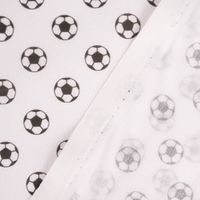 Baumwollstoff Organic Bio Goal Allover Fußbälle weiß schwarz 1.50m