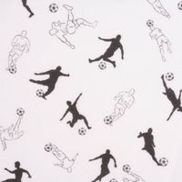 Baumwollstoff Organic Bio Penalty Fußballspieler weiß schwarz 1.50m