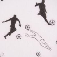 Baumwollstoff Organic Bio Penalty Fußballspieler weiß schwarz 1.50m