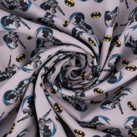 Baumwollstoff Digitaldruck Batman© grau schwarz blau gelb 1.5m Breite