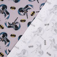 Baumwollstoff Digitaldruck Batman© grau schwarz blau gelb 1.5m Breite