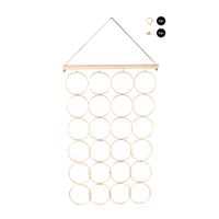 Rayher Hängeboard 24 Ringe Metall Holz goldfarbig 63x42x10cm