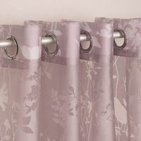Ösenvorhang mit Allover Ausbrenner Motiv Zweige Vögel mauve 140x245cm