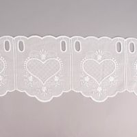 Scheibengardine nähfrei Leinenlook Stickerei Herzen ecru 18cm