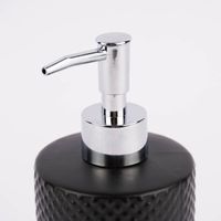 Seifenspender Noppenstruktur Keramik schwarz matt silberfarbig 18x8cm