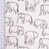 Baumwollstoff Popeline Elefant abstrakt weiß schwarz 1.45m Breite