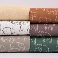 Baumwollstoff Popeline Elefant abstrakt hellgelb weiß 1.45m Breite