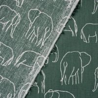 Baumwollstoff Popeline Elefant abstrakt dunkelgrün weiß 1.45m Breite