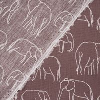 Baumwollstoff Popeline Elefant abstrakt mauve weiß 1.45m Breite