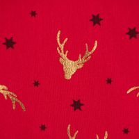 Baumwollstoff Popeline Weihnachten Hirschkopf Sterne dunkelrot gold 1.