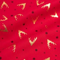 Baumwollstoff Popeline Weihnachten Hirschkopf Sterne dunkelrot gold 1.