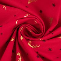 Baumwollstoff Popeline Weihnachten Hirschkopf Sterne dunkelrot gold 1.