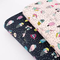 Baumwolljersey UNICORN PARTY Einhorn Eis Pünktchen dunkelblau bunt ne